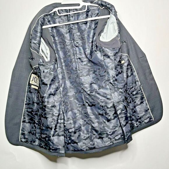 JOE Joseph Abboud 36R/30 Blazer Jacket Wool Coat Slim Fit Grey/Black Plaid Camo - Picture 8 of 15